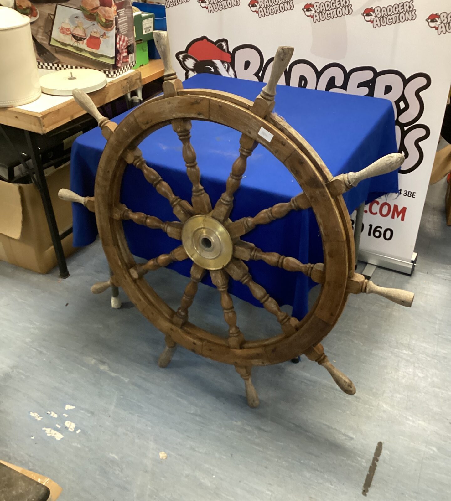 Large vintage ships helm