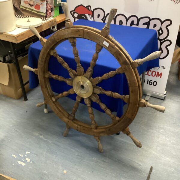 Large vintage ships helm