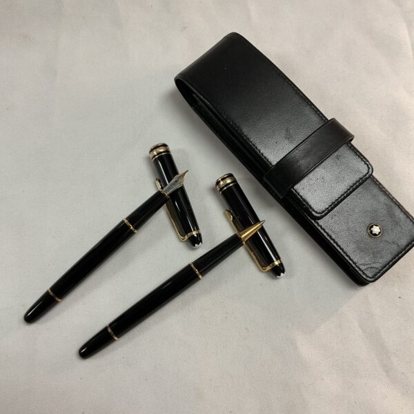 Monte Blanc fountain pen and ballpoint pen set in leather case