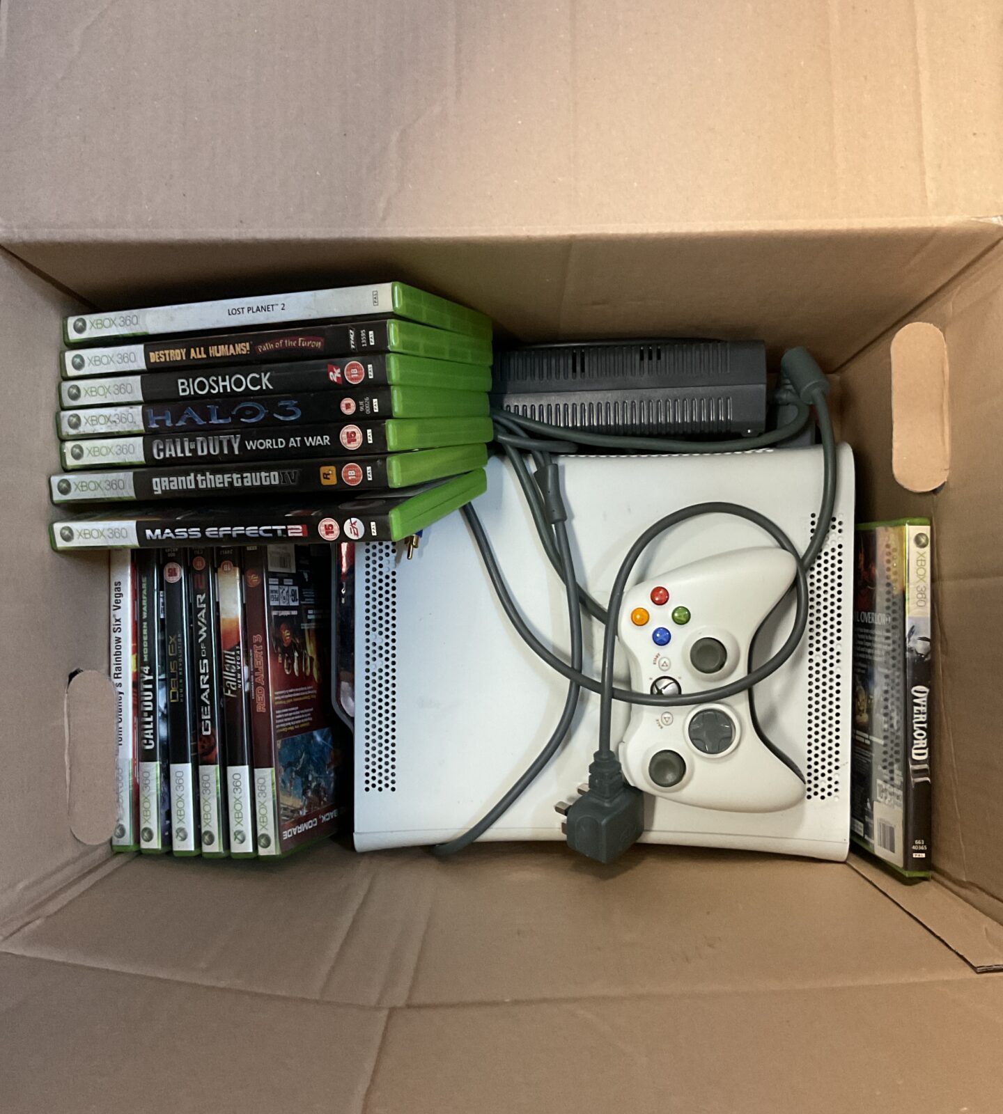 Microsoft xbox 360 console with games