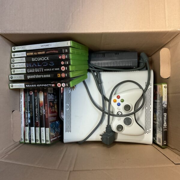 Microsoft xbox 360 console with games
