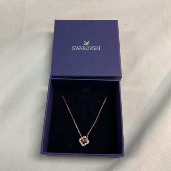 Swarovski rose gold tone crystal shimmer pendant necklace
