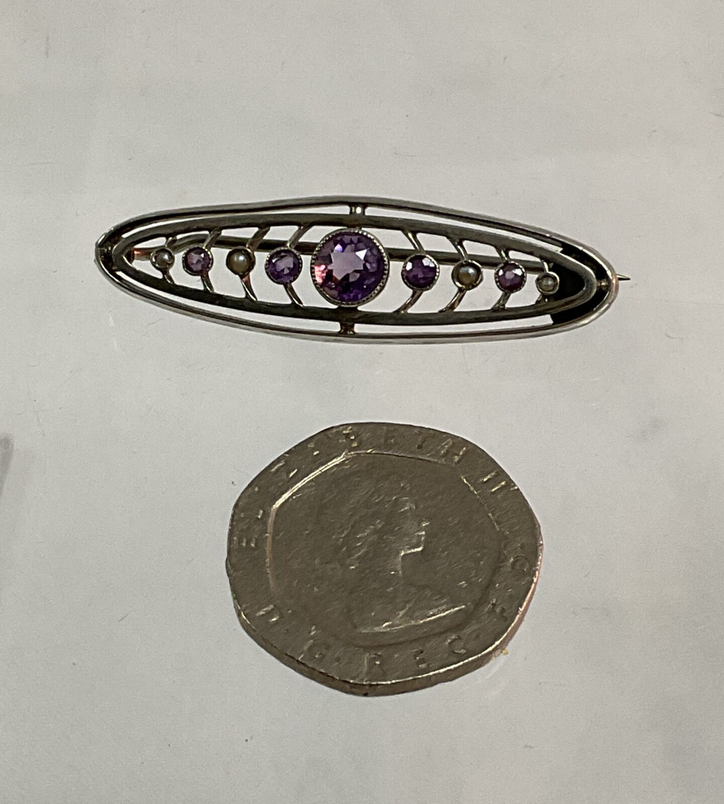 silver amethyst brooch