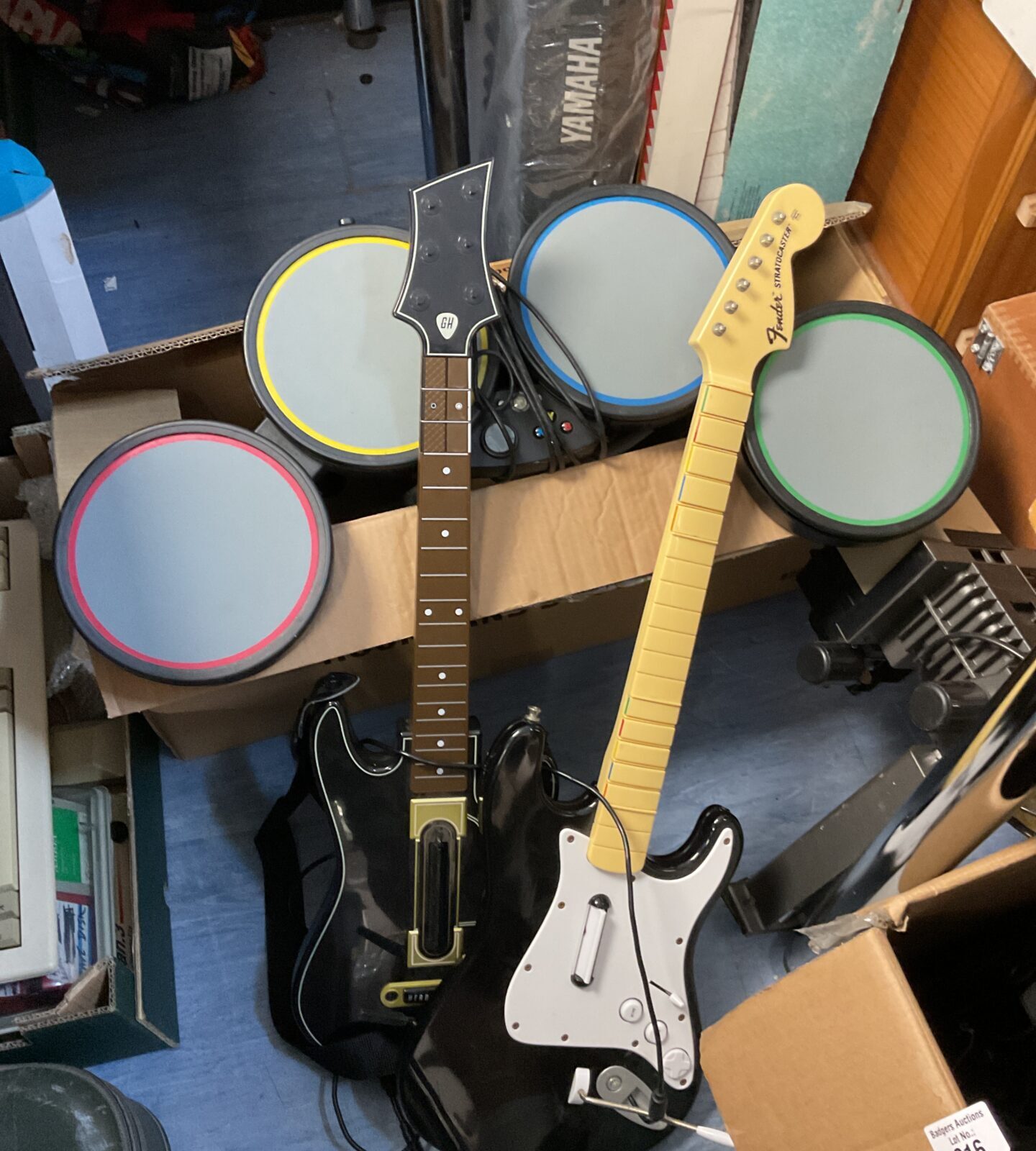 Xbox 360 rockband drum kit & guitar & guitar hero controller