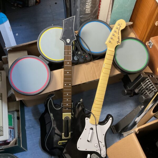 Xbox 360 rockband drum kit & guitar & guitar hero controller