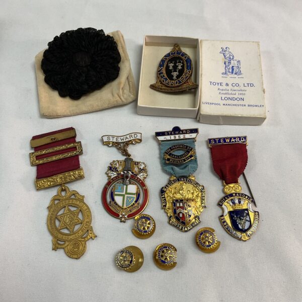 Collection of Masonic steward Jewels and other Badges