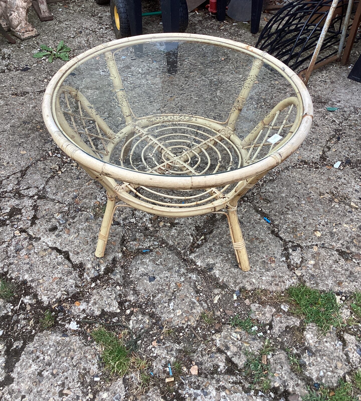 Bamboo and glass conservatory small table