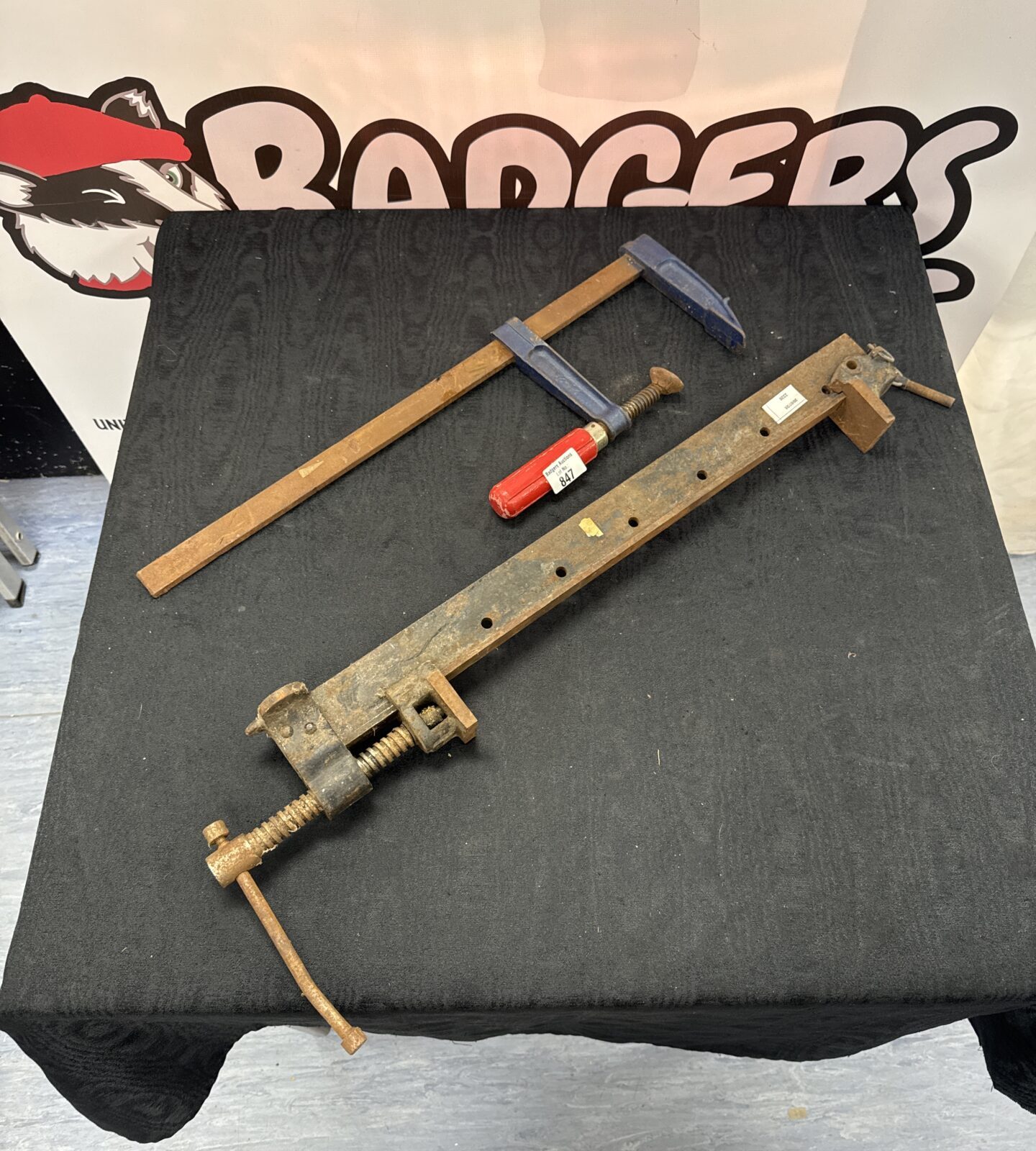 Two large clamps