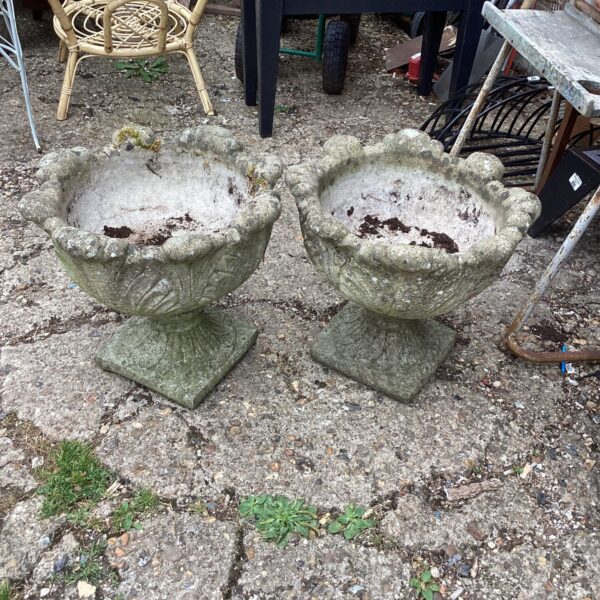 Two stone effect garden planters