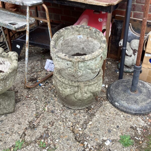 Two stone effect garden planters