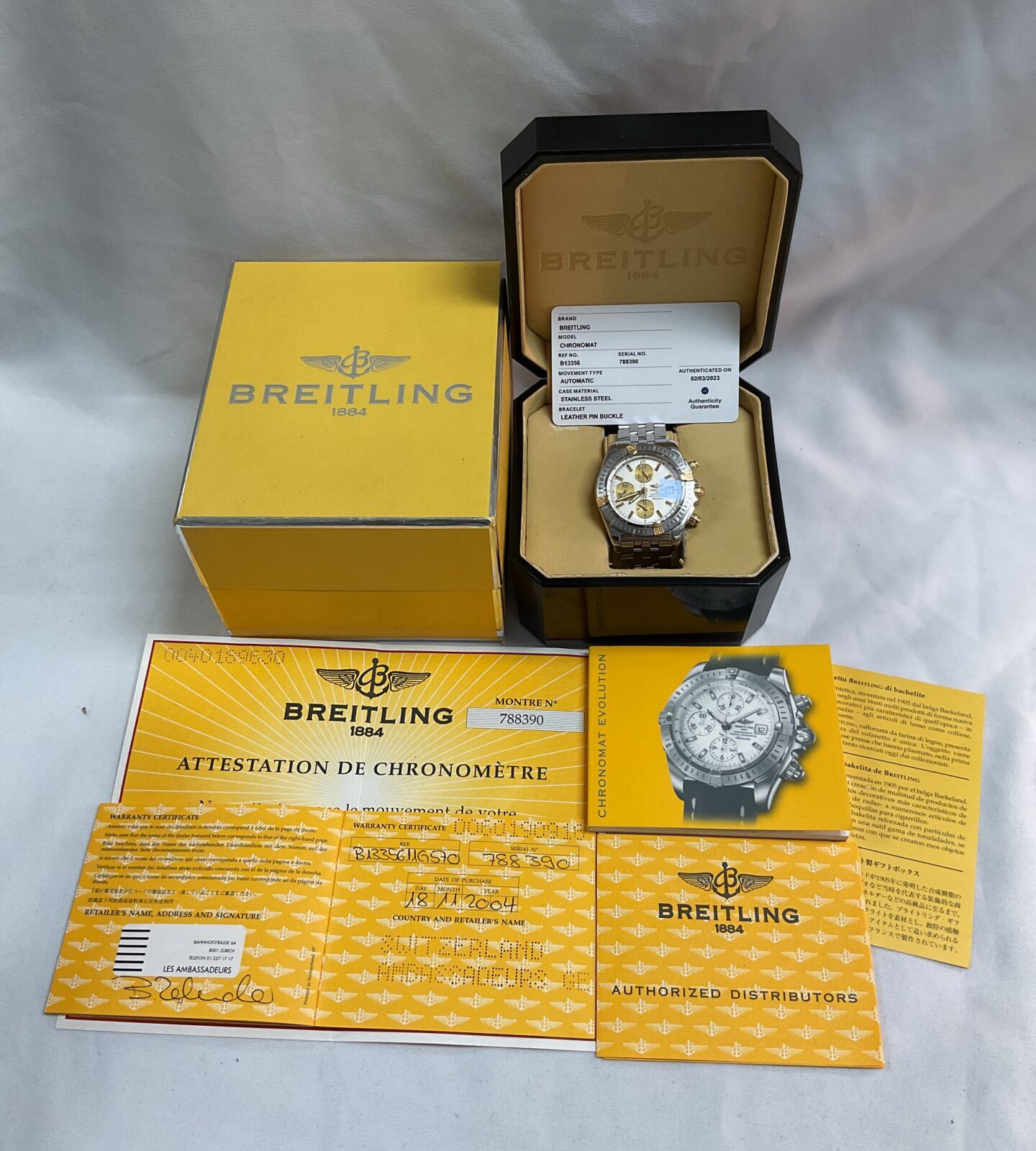Genuine Breitling Chronomat Evolution Automatic 18k stainless steel wristwatch with box and papers - Image 3