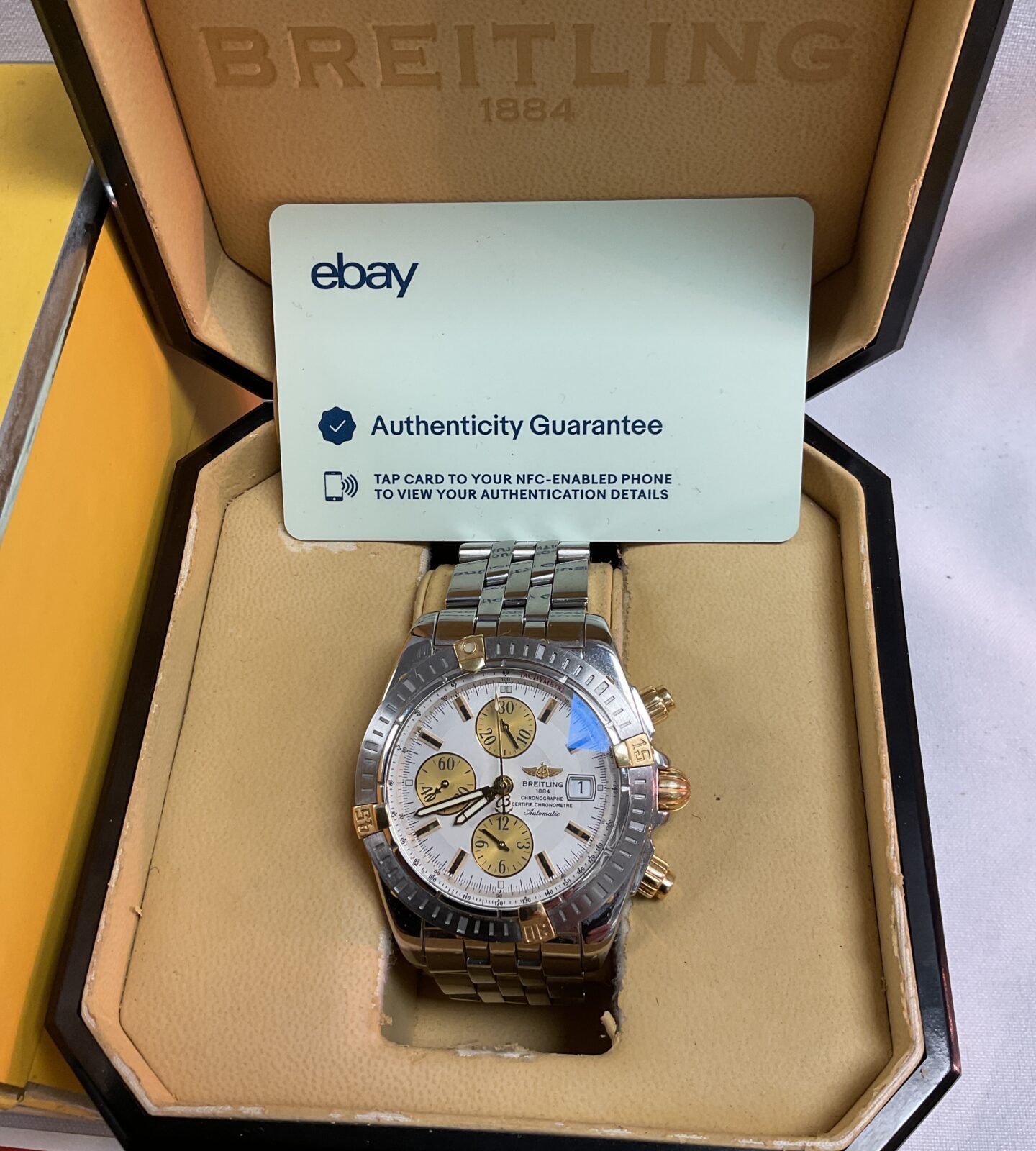 Genuine Breitling Chronomat Evolution Automatic 18k stainless steel wristwatch with box and papers - Image 4