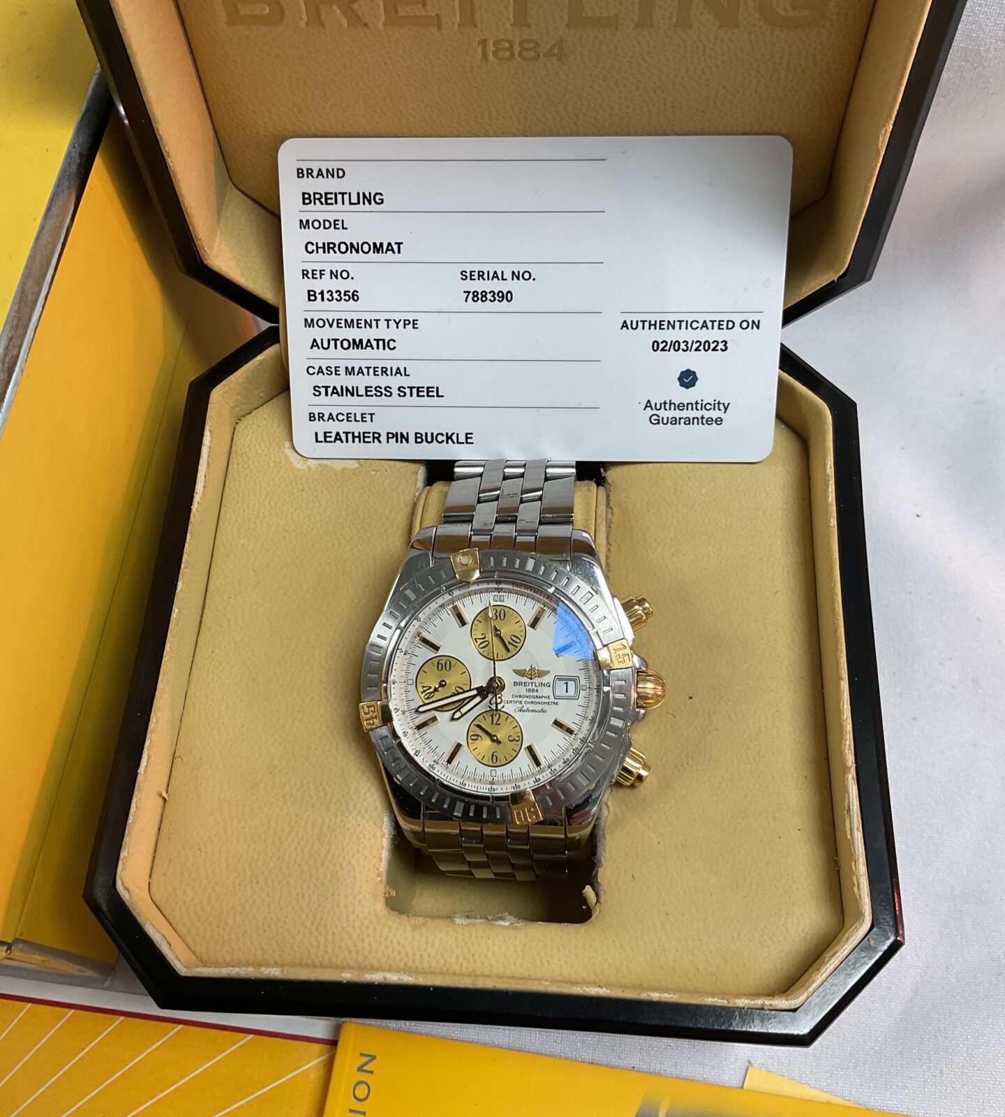 Genuine Breitling Chronomat Evolution Automatic 18k stainless steel wristwatch with box and papers - Image 5