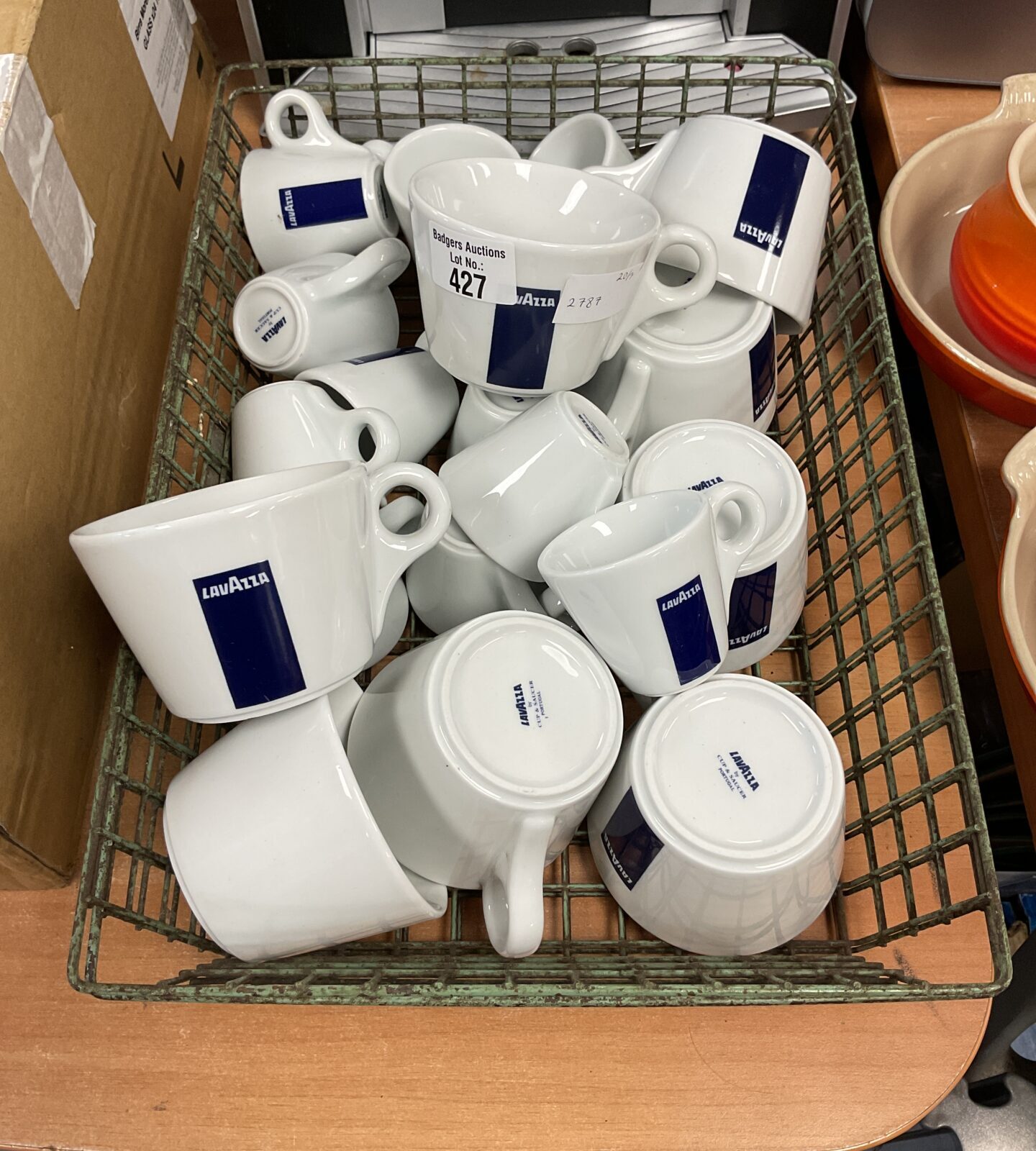 Tray of lavazza tea and coffee cups