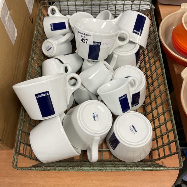 Tray of lavazza tea and coffee cups