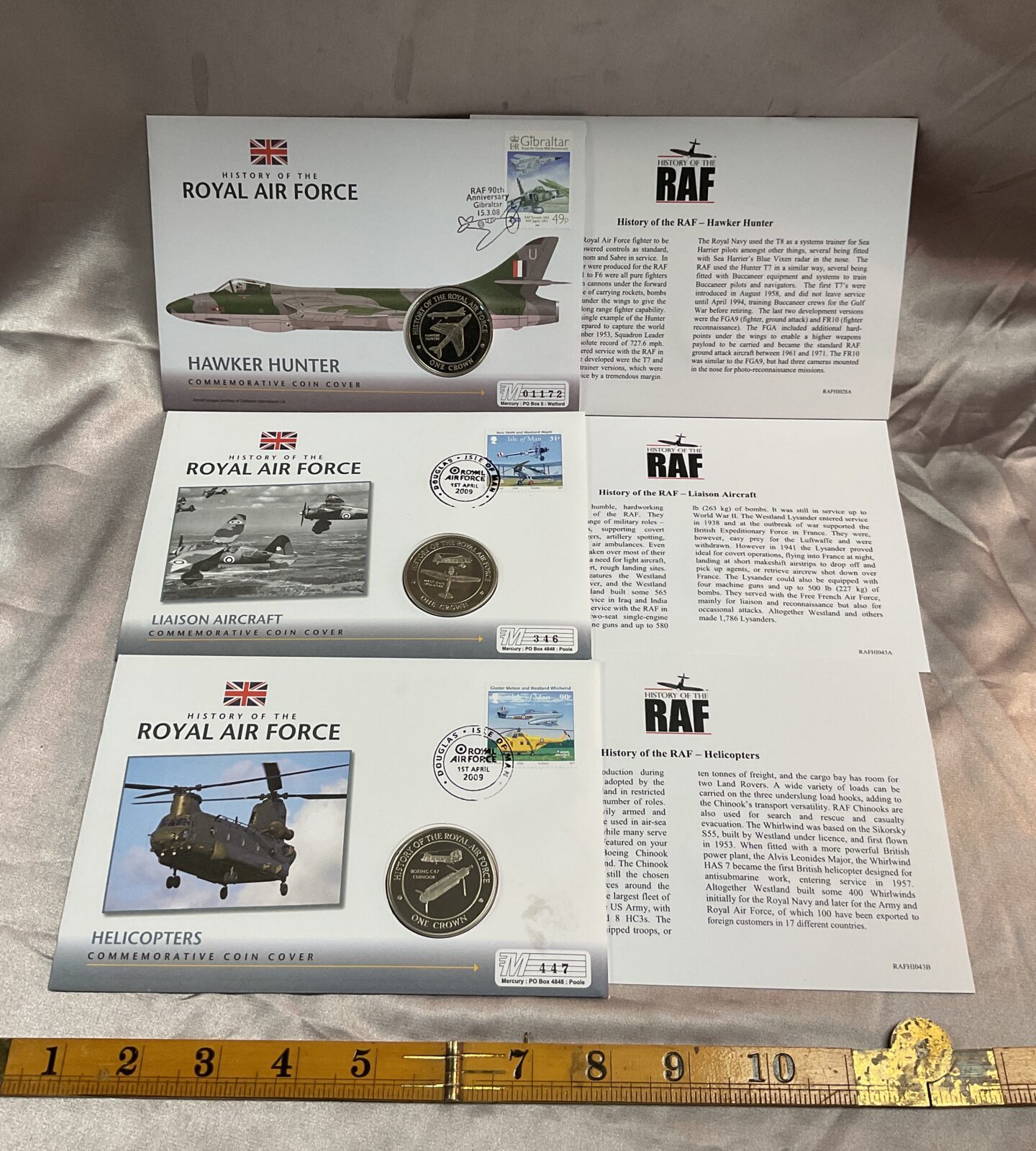 Three History of the royal airforce commemorative crown coin covers