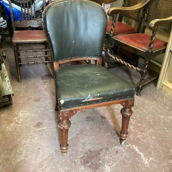 Victorian Oak Occasional Chair with Casters