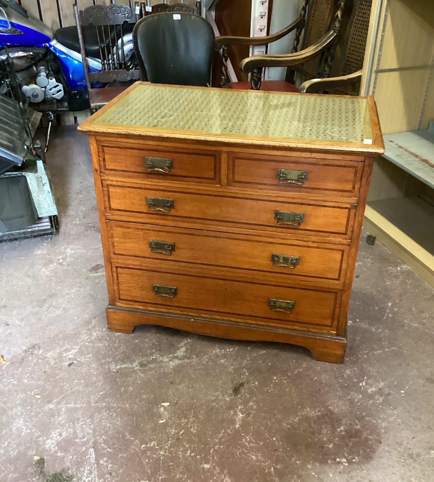 Solid Wood Two over Three Cabinet with patterned top 36”x 32”x22”
