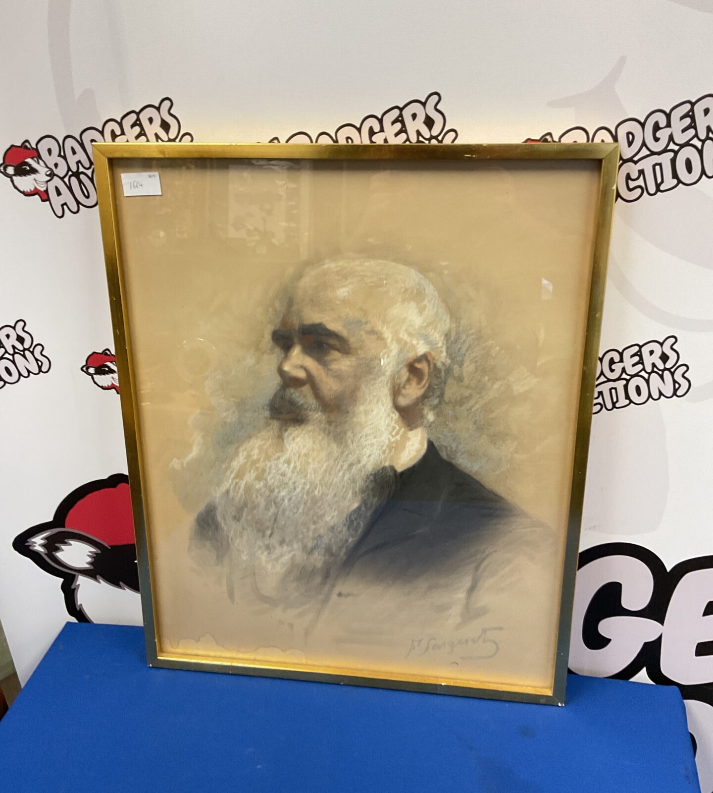 Original signed pastel artwork of a bearded gentleman