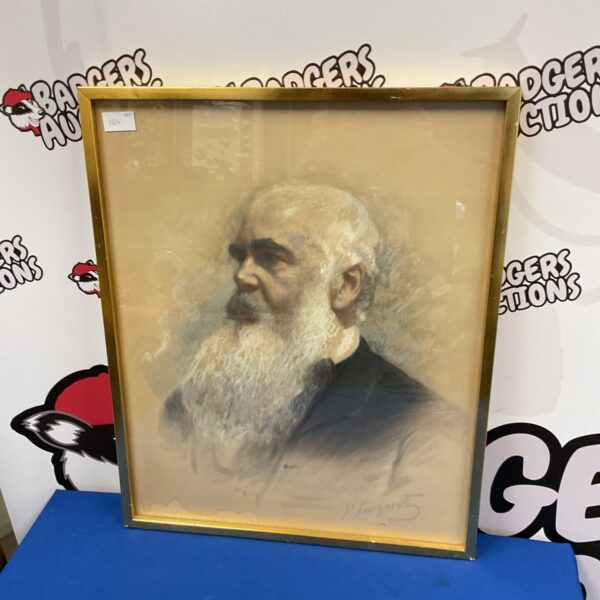 Original signed pastel artwork of a bearded gentleman