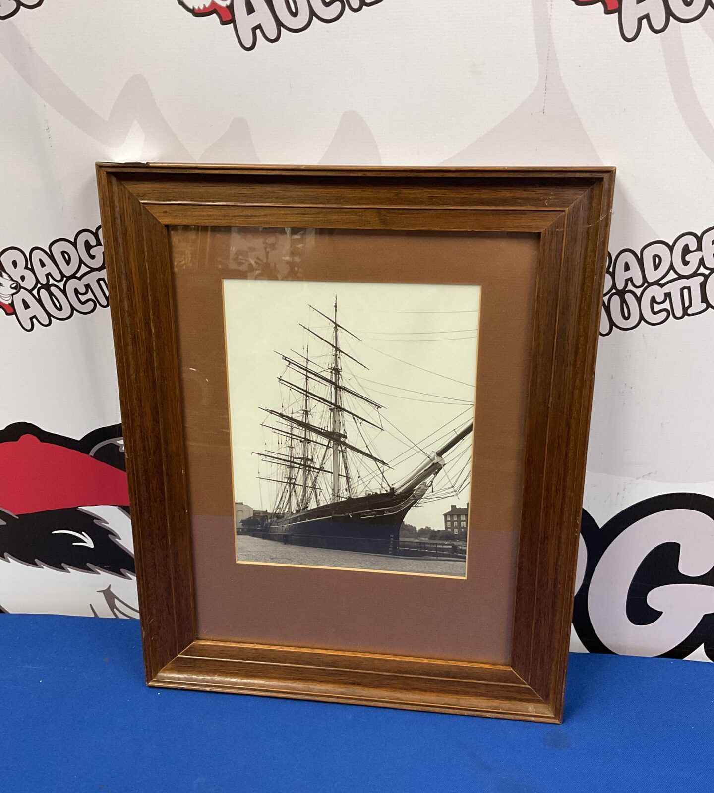 Framed black & white photograph of the cutty sark