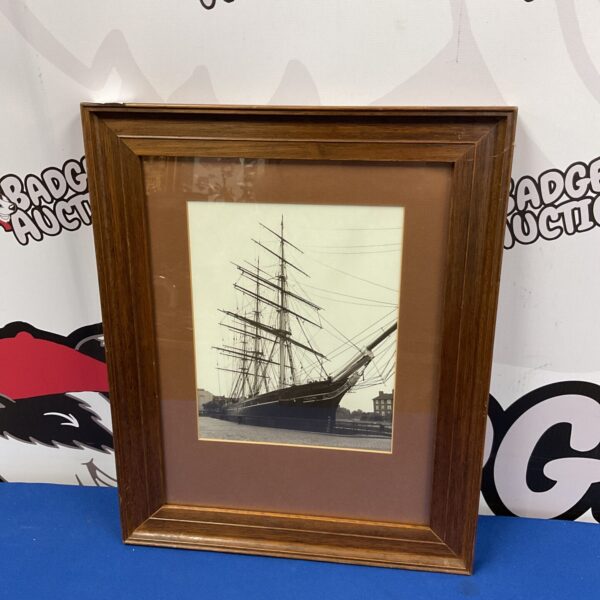 Framed black & white photograph of the cutty sark