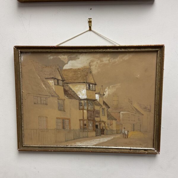 Claud hulke signed watercolour of a street scene