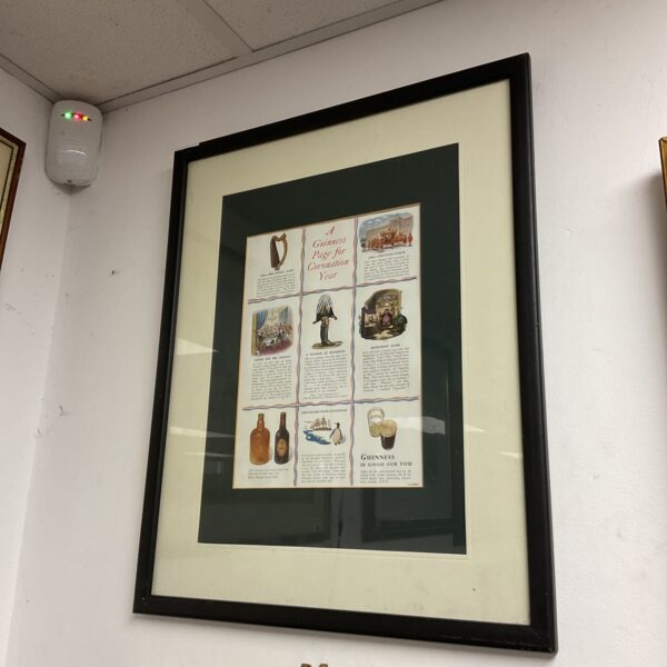 Framed Guinness coronation year advertising print
