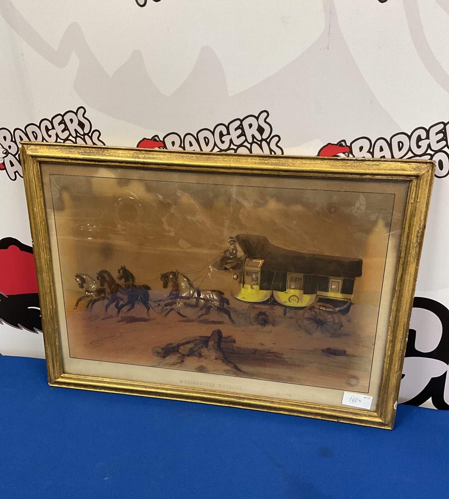 J adam signed watercolour of a royal messenger carriage