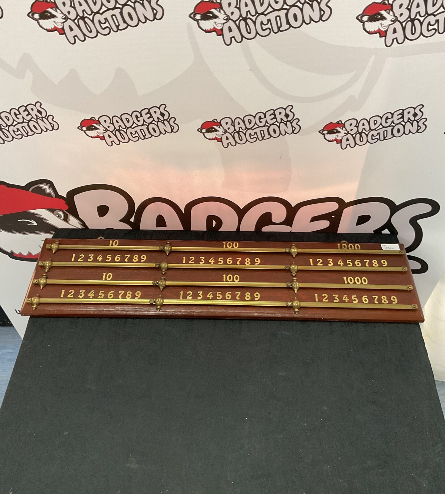 Vintage wood & brass billiards score board