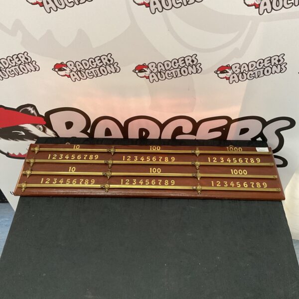 Vintage wood & brass billiards score board