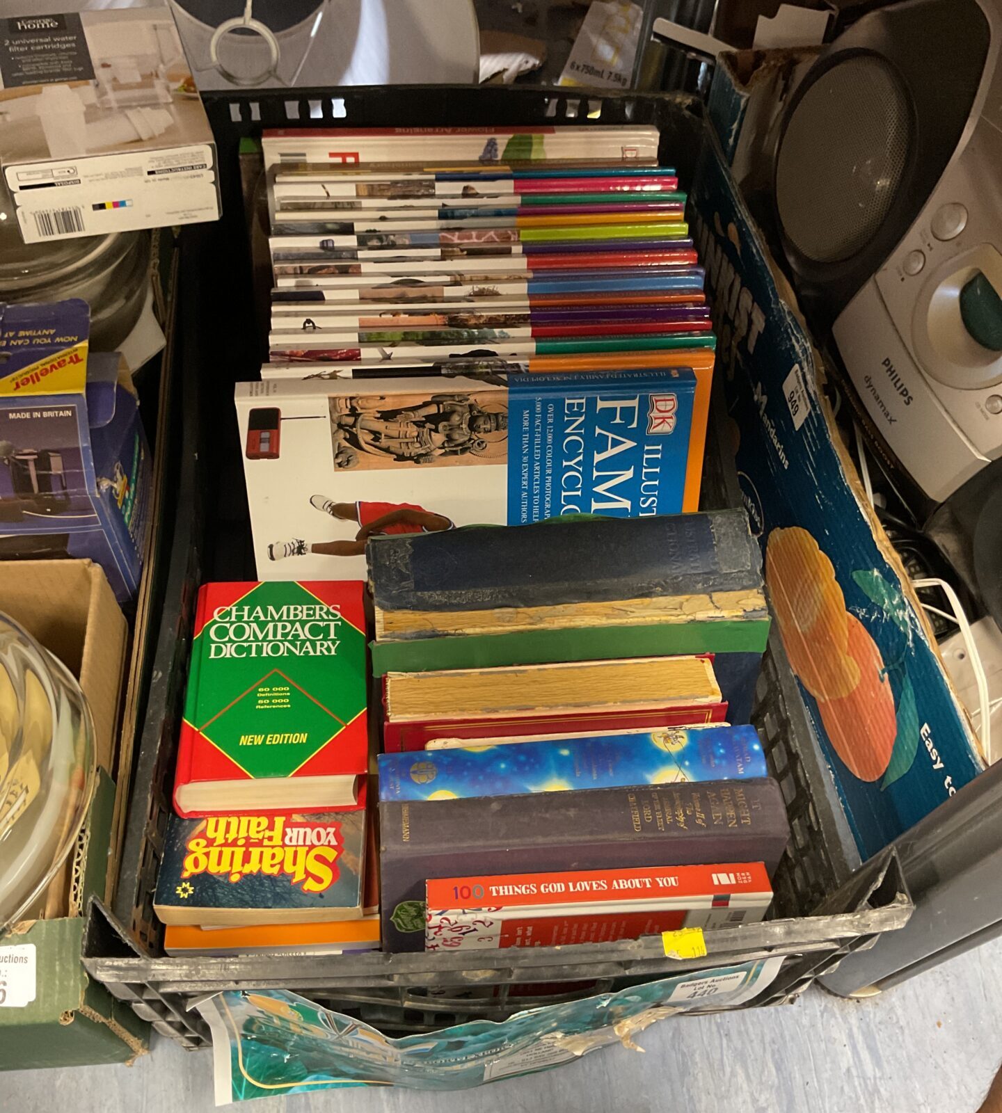 Box of mixed books inc dk encyclopaedias