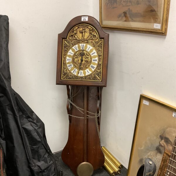 Large reproduction dutch Friesian wall clock with pendulum & weights