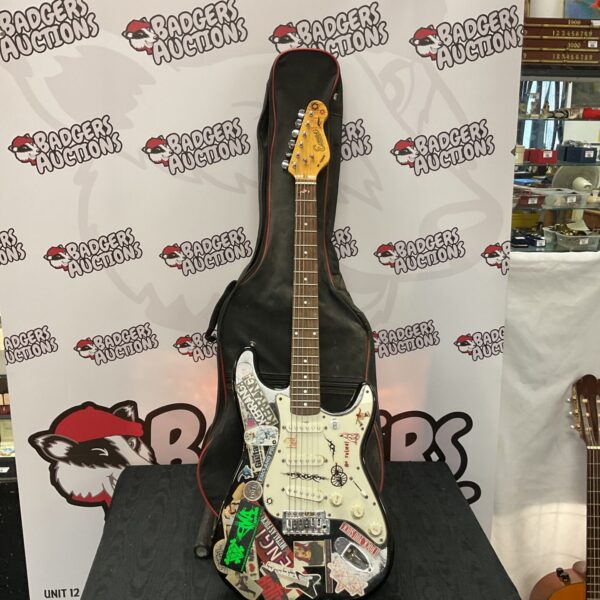 Black encore electric guitar with case