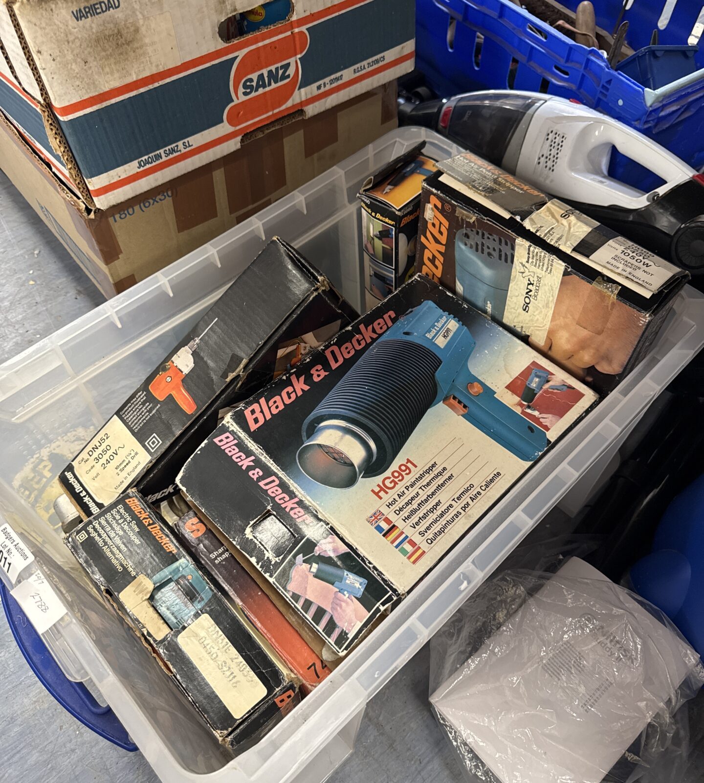 Box of garage clearance tools inc black & decker