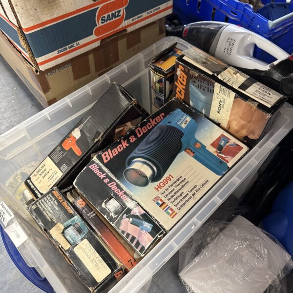 Box of garage clearance tools inc black & decker