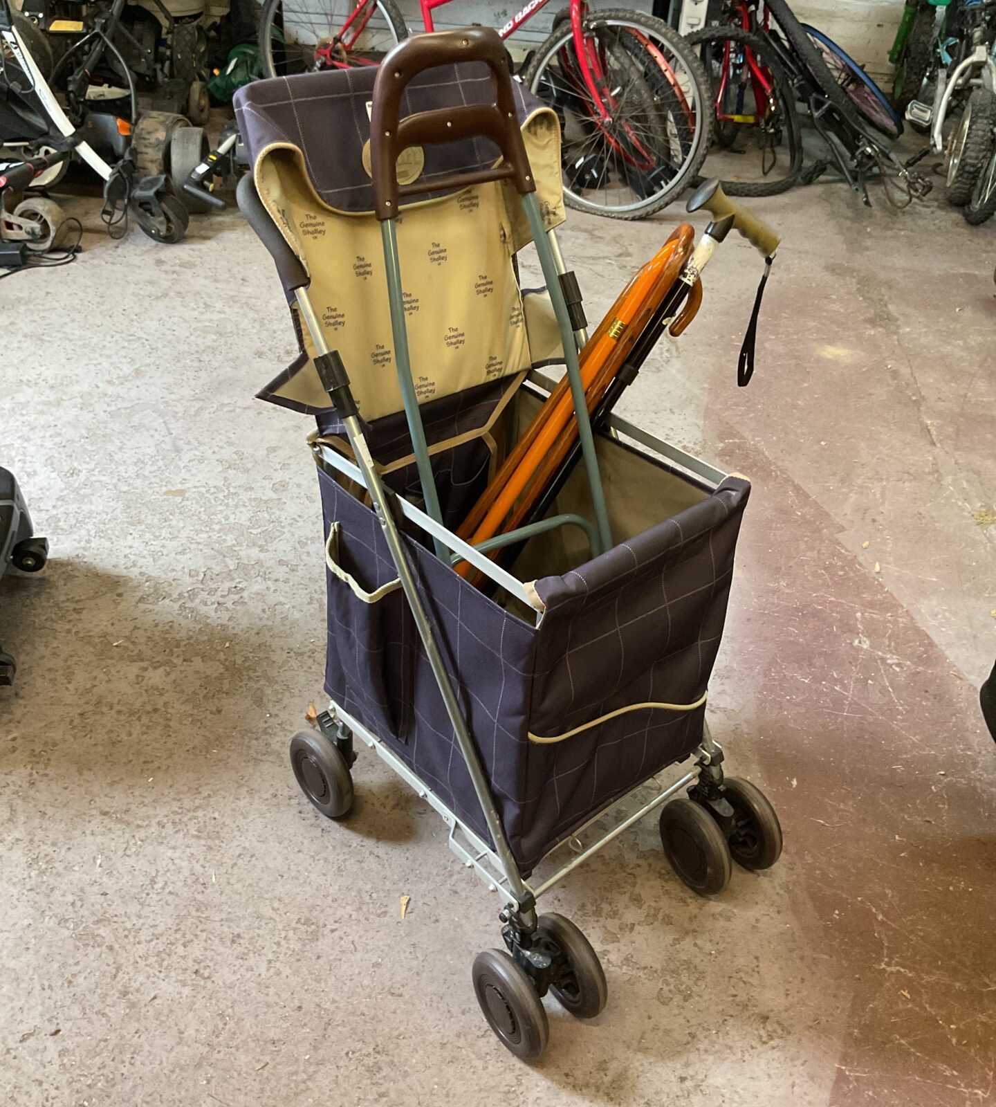 Sholley mobility shopping trolley with sticks