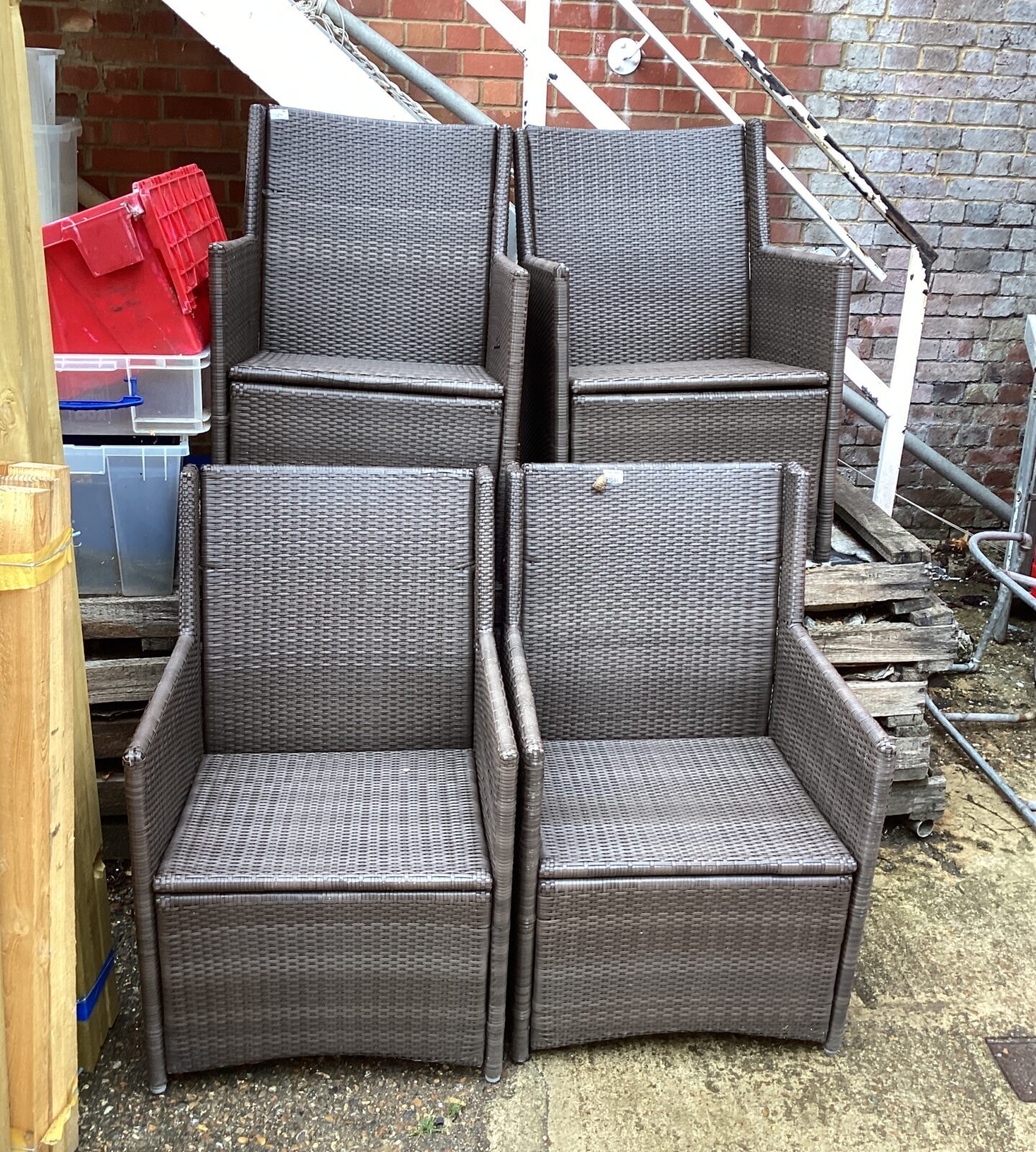 Four Rafia effect garden chairs
