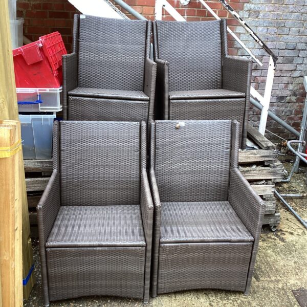 Four Rafia effect garden chairs