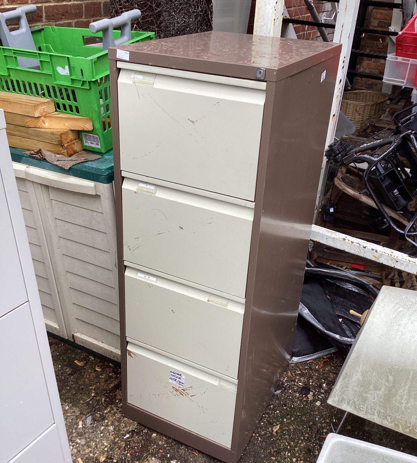 Four drawer metal filing cabinet