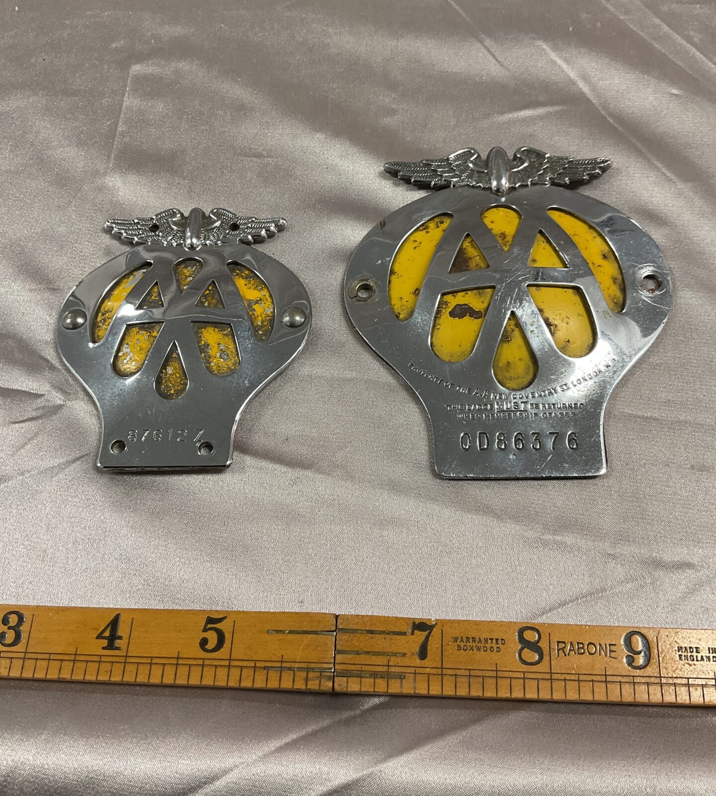 Two Vintage A A Badges Car And scooter