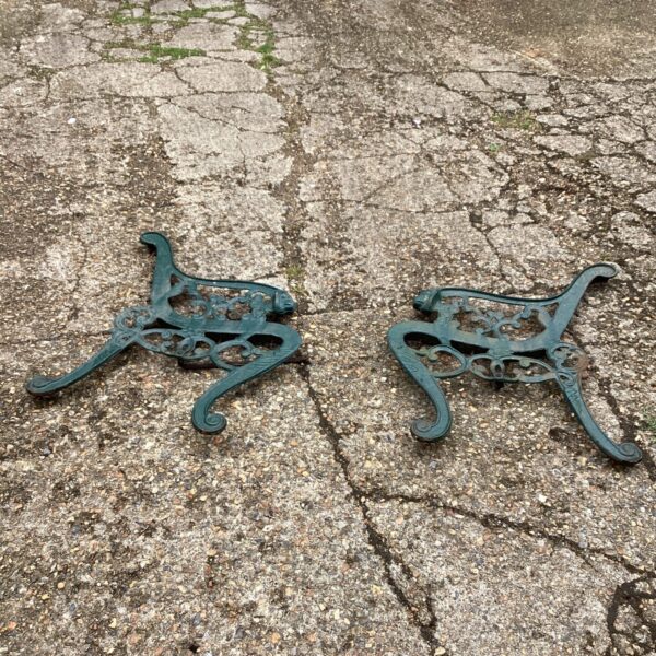 Pair of cast iron bench ends