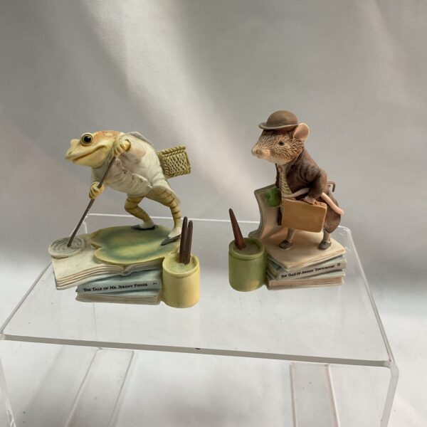 Two Beatrix potter figures Jeremy fisher and Jonny town mouse