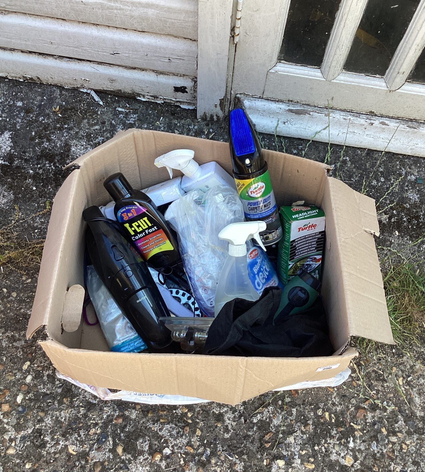 Box of car cleaning products