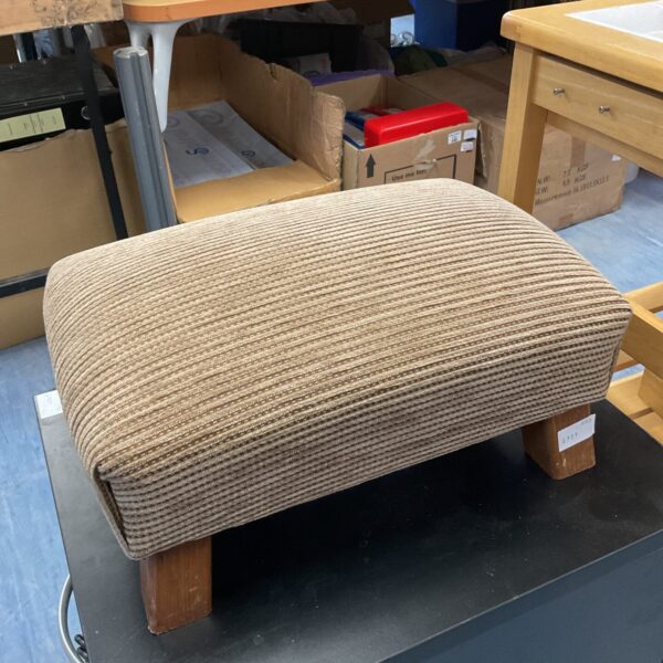 Brown corduroy fabric covered footstool