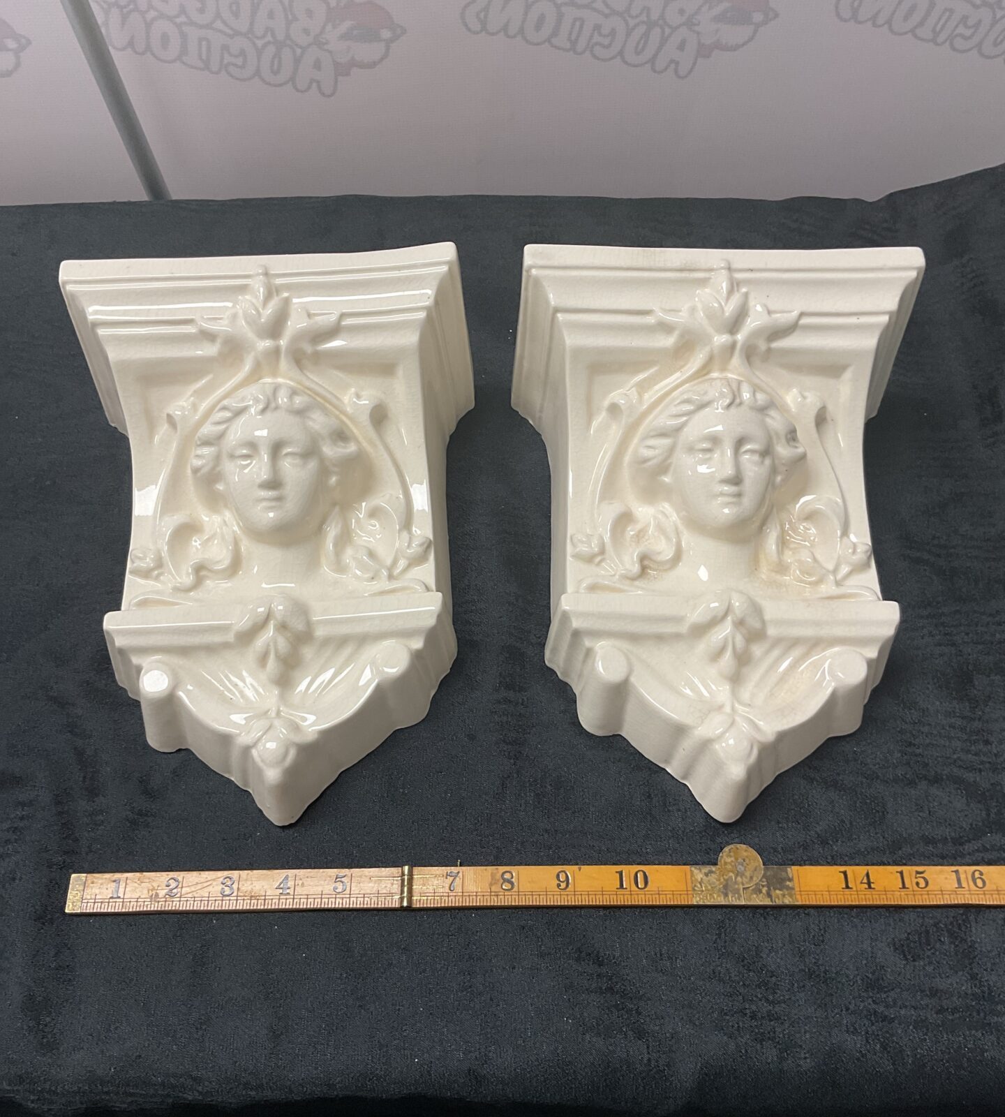 White Glazed ceramic art nouveau wall pocket sconce / Planter by Albion ceramics