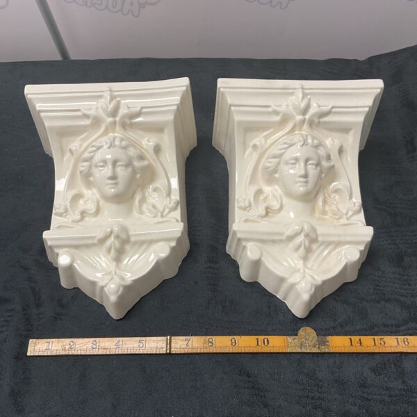 White Glazed ceramic art nouveau wall pocket sconce / Planter by Albion ceramics