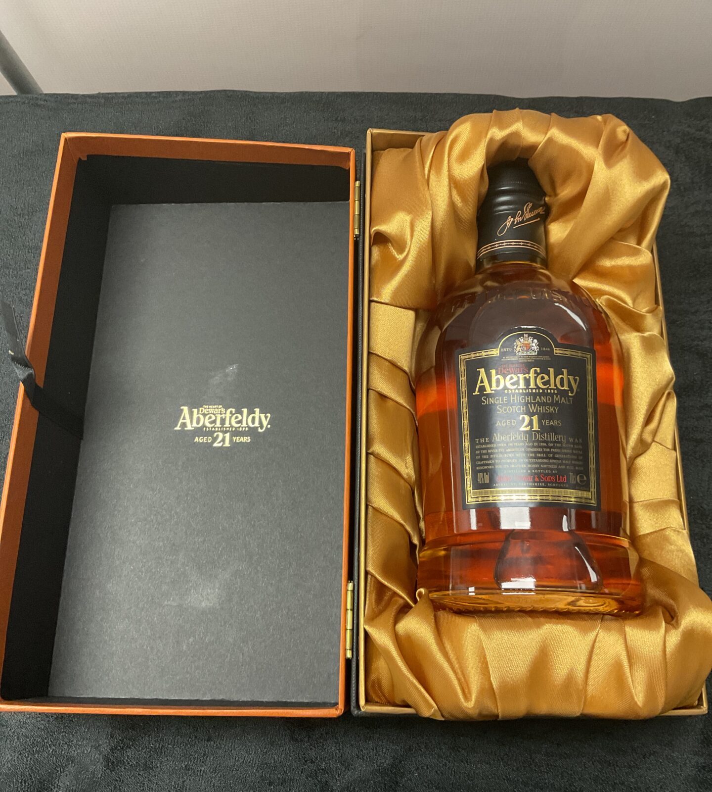 Cased Bottle of Aberfeldy Single highland malt whiskey aged 21 years