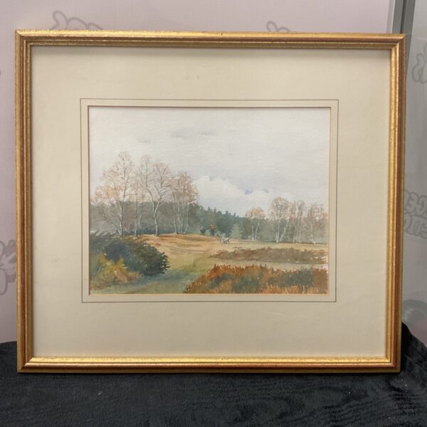 Original framed watercolour of golfing scene