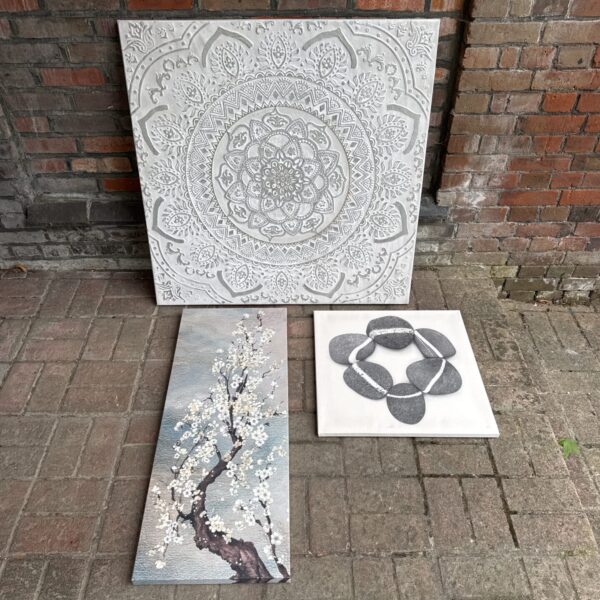 Three prints on canvas - one is very large